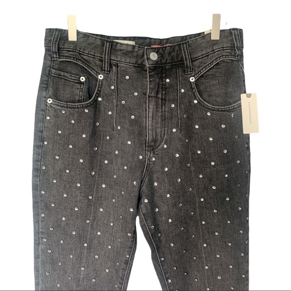 NWT Anthropologie Pilcro Ultra High-Rise Beaded Straight Jeans - Picture 6 of 11